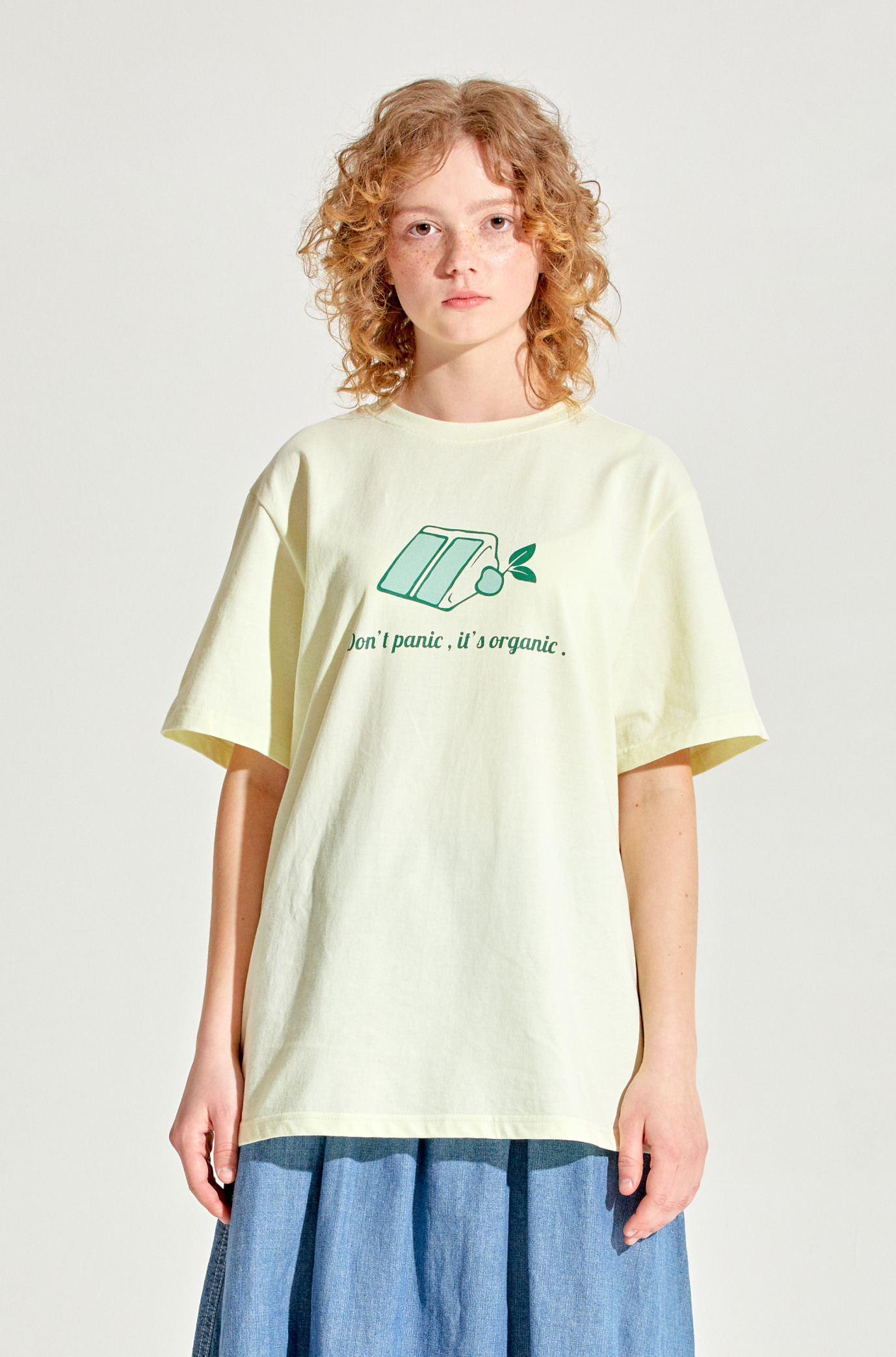 SEMI-OVER FIT ORGANIC CAKE T-SHIRT: 세미오버 핏 오가닉케잌 티셔츠 레몬
